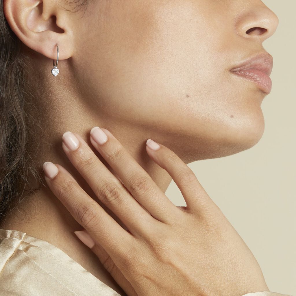 Créoles Or Blanc Topaze Azur - Boucles d'oreilles créoles Femme | Histoire d’Or