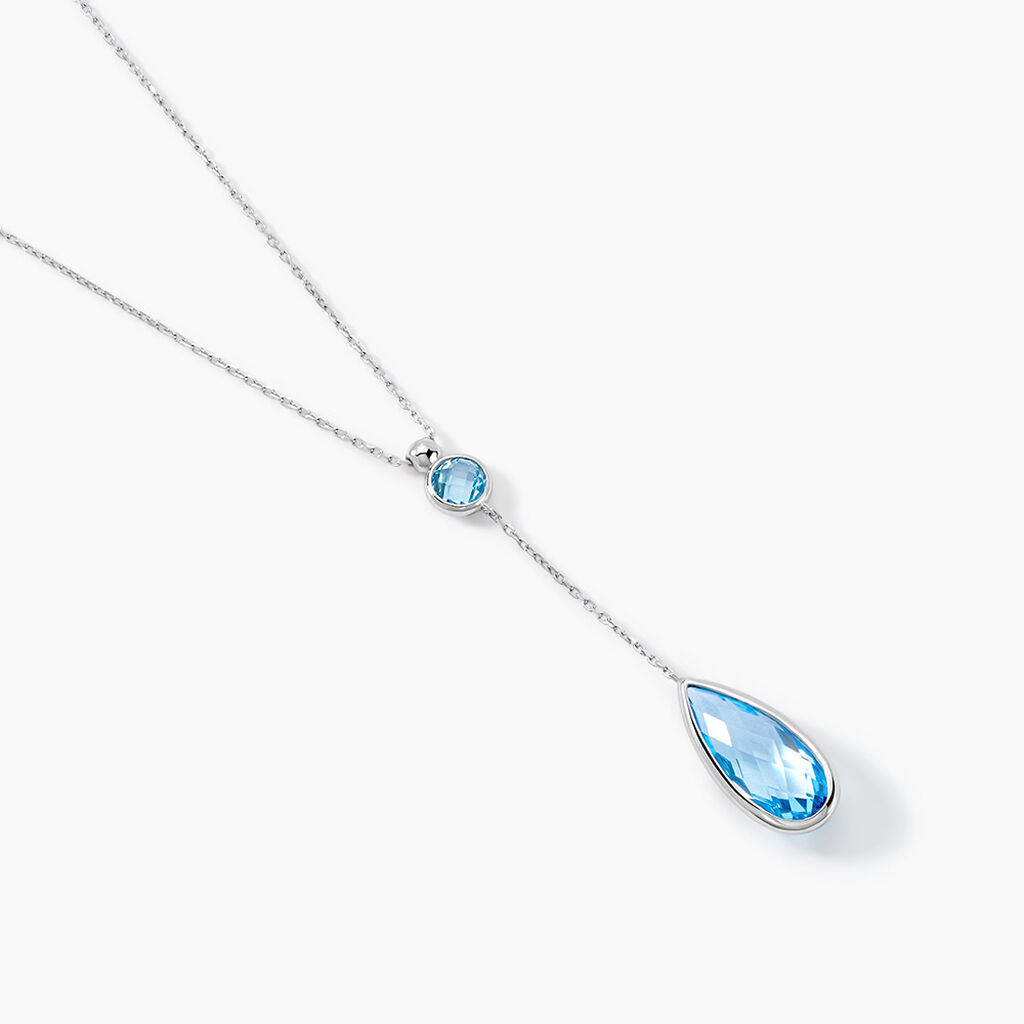 Collier Dennis Or Blanc Topaze