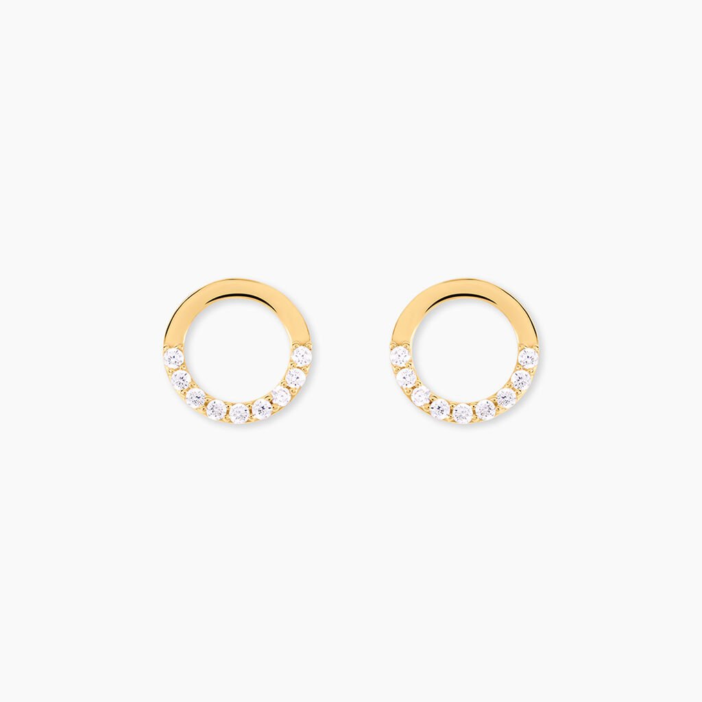 Boucles D'oreilles Puces Rimya Or Jaune Oxyde De Zirconium - Clous d'oreilles Femme | Histoire d’Or