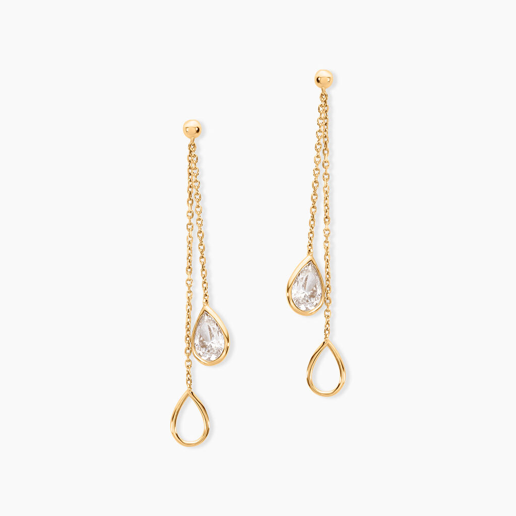 Bo Pendantes Or Jaune Emerika Oxyde De Zirconium - Boucles d'oreilles pendantes Femme | Histoire d&rsquo;Or