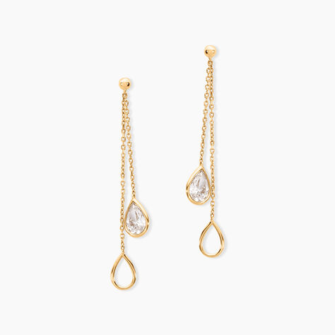 Bo Pendantes Or Jaune Emerika Oxyde De Zirconium - Boucles d'oreilles pendantes Femme | Histoire d&rsquo;Or