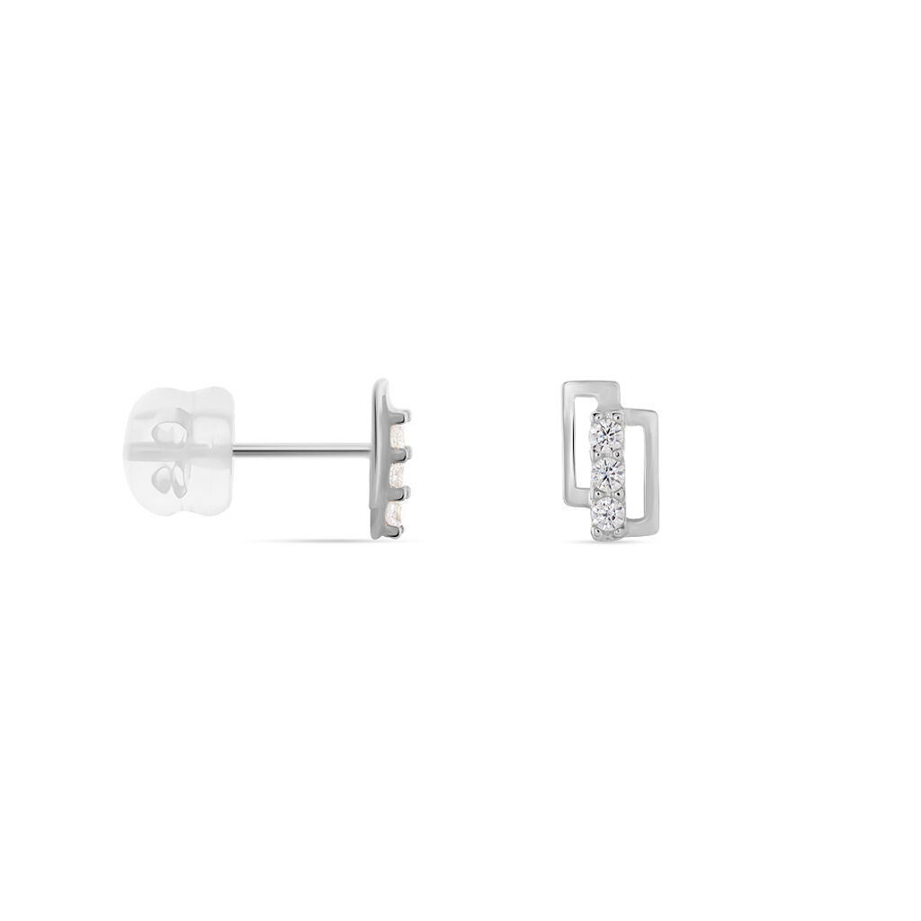 Boucles D'oreilles Puces Youssa Barrettes Or Blanc Oxyde De Zirconium - Clous d'oreilles Femme | Histoire d’Or