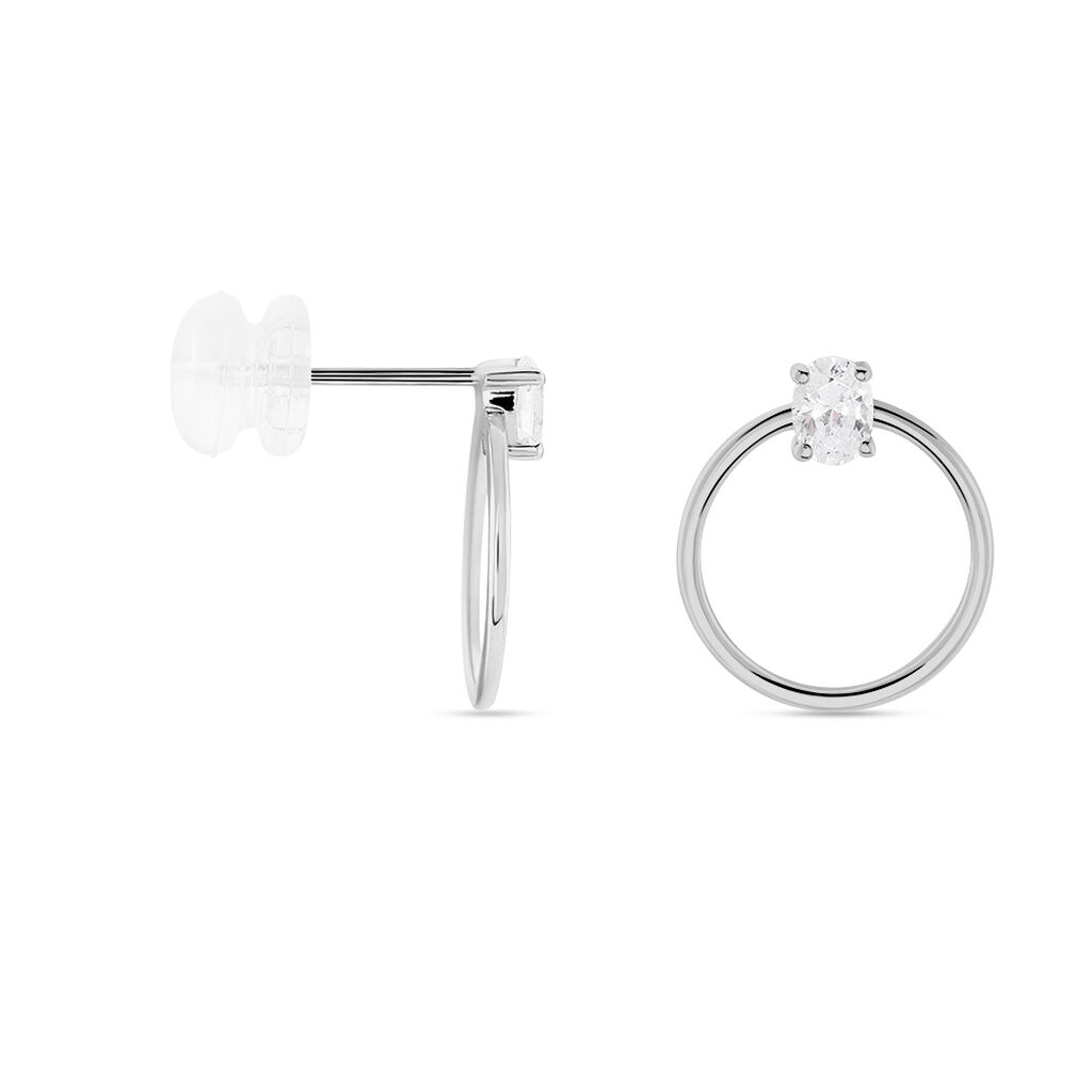 Cr&eacute;oles Kip Or Blanc Oxyde De Zirconium - Boucles d'oreilles cr&eacute;oles Femme | Histoire d&rsquo;Or