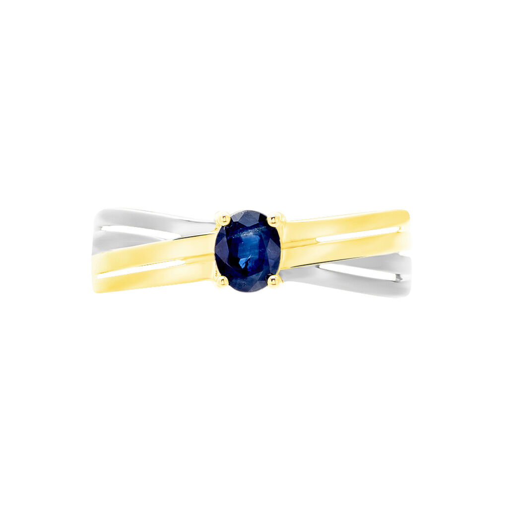 Bague Hannah Or Bicolore Saphir - Bagues solitaires Femme | Histoire d’Or
