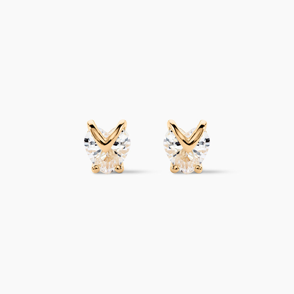 Boucles D'oreilles Puces Abelinia Plaqu&eacute; Or Jaune Oxyde De Zirconium - Boucles d'oreilles fantaisie Femme | Histoire d&rsquo;Or