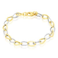 Bracelet Joice Maille Alternée Et Godronne Or Bicolore