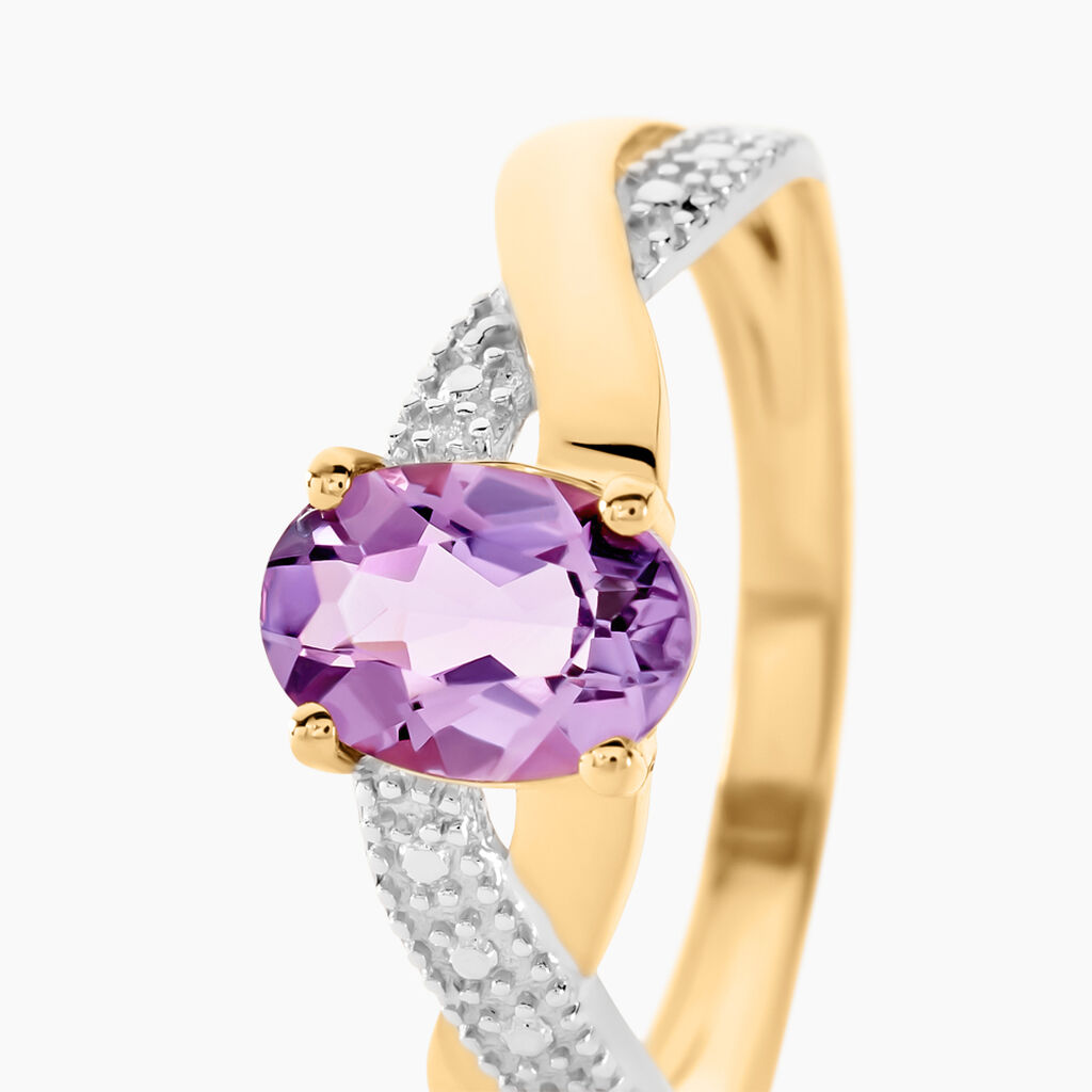 Bague Candice Or Jaune Amethyste - Bagues solitaires Femme | Histoire d’Or