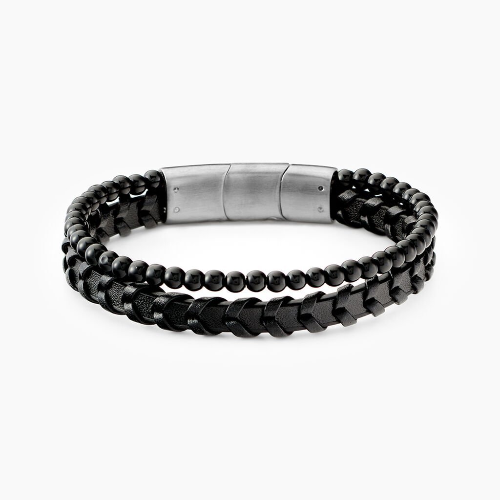 Bracelet Jourdan Cuir De Vache Noir Onyx - Bracelets Homme | Histoire d&rsquo;Or