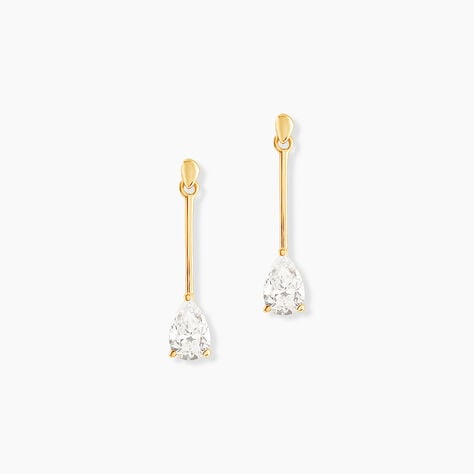 Boucles D'oreilles Pendantes Goutte Or Jaune Oxyde De Zirconium - Boucles d'oreilles pendantes Femme | Histoire d&rsquo;Or