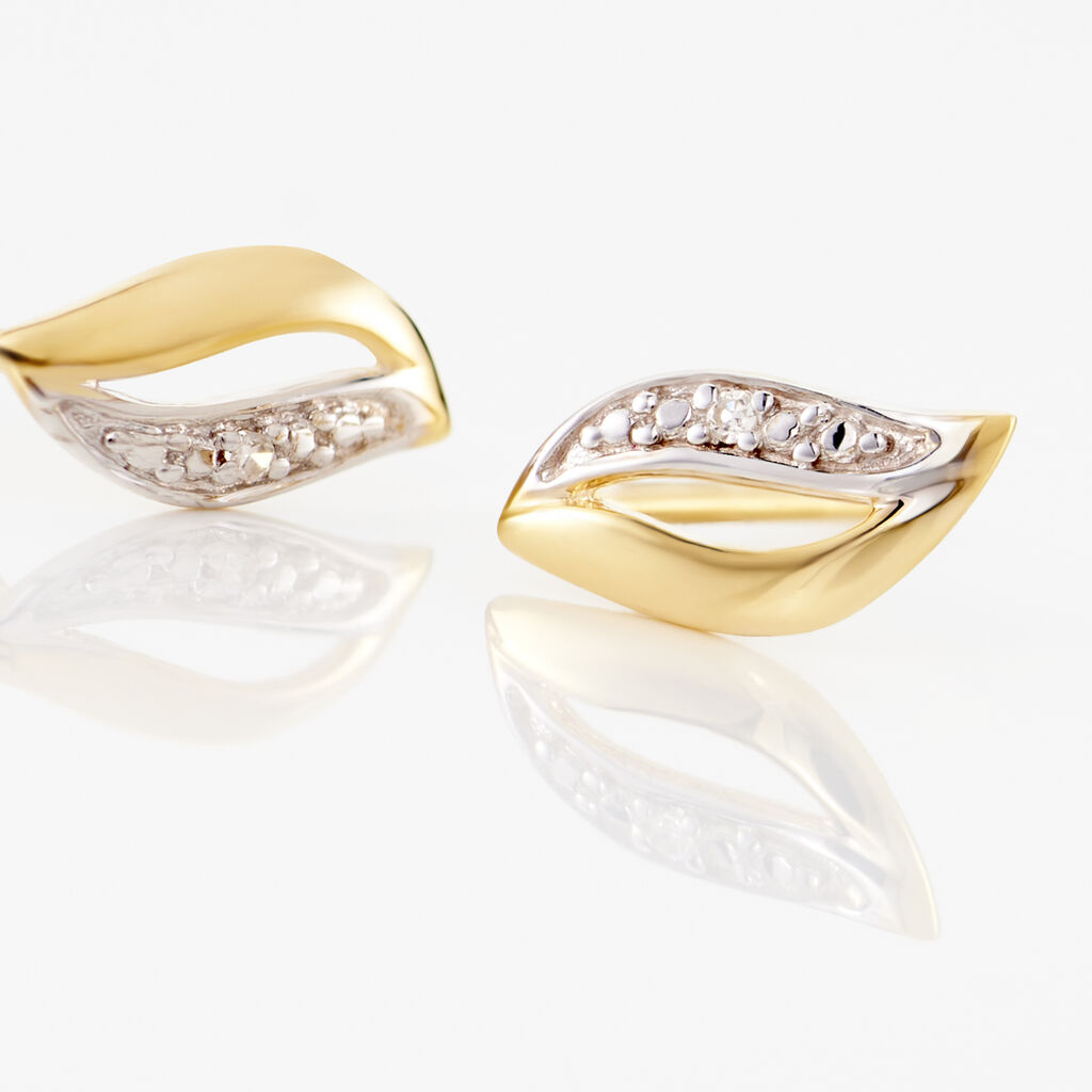 Boucles D'oreilles Puces Smeralda Or Jaune Diamant - Clous d'oreilles Femme | Histoire d’Or
