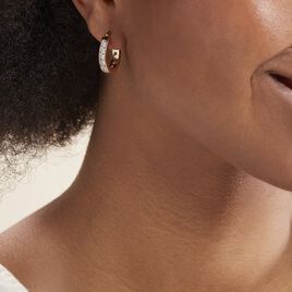 Créoles Doryne Plaque Or Jaune Oxyde De Zirconium - Boucles d'oreilles créoles Femme | Histoire d’Or