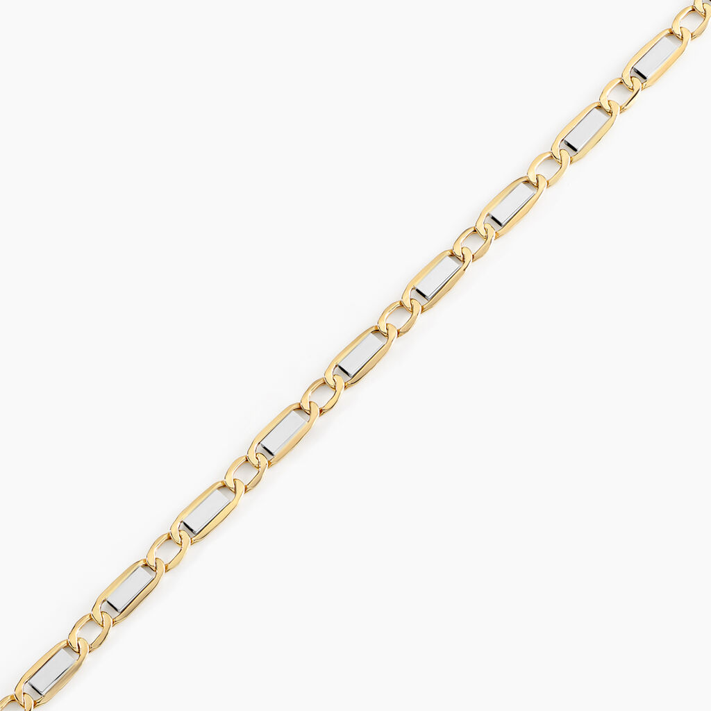 Bracelet Danae Plaquette Or Bicolore - Bracelets cha&icirc;ne Homme | Histoire d&rsquo;Or