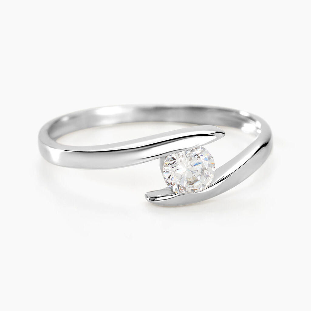 Bague Solitaire Camilia Or Blanc Oxyde De Zirconium - Bagues solitaires Femme | Histoire d’Or