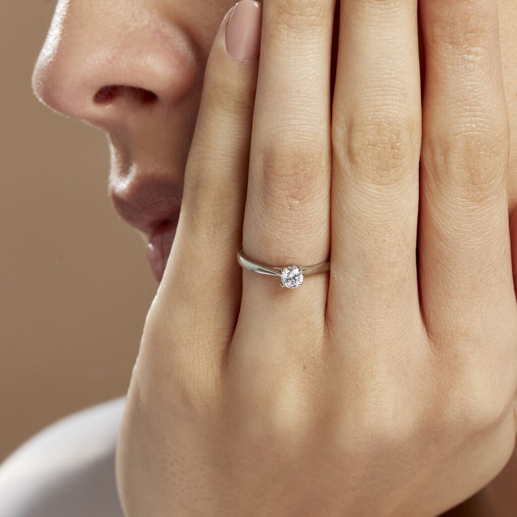 Bague Solitaire Victoria Platine Blanc Diamant - Bagues solitaires Femme | Histoire d’Or
