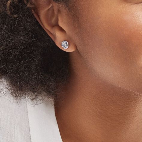 Boucles D'oreilles Puces Nelig Argent Blanc Oxyde De Zirconium - Boucles d'oreilles fantaisie Femme | Histoire d’Or