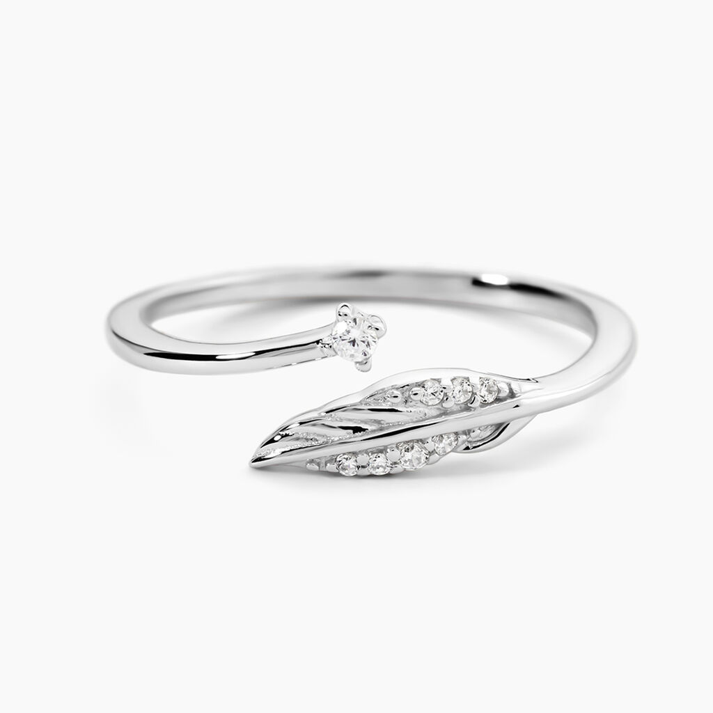 Bague Feath Argent Blanc Oxyde De Zirconium - Bagues solitaires Femme | Histoire d&rsquo;Or