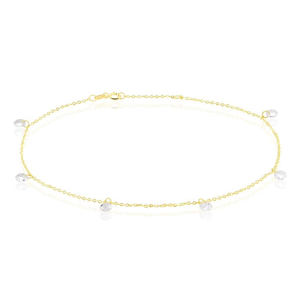 Chaine De Cheville Or Jaune Leucitica Oxydes De Zirconium - Cha&icirc;nes de cheville Femme | Histoire d&rsquo;Or