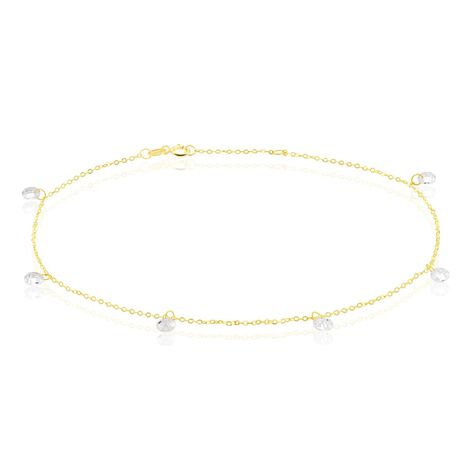 Chaine De Cheville Or Jaune Leucitica Oxydes De Zirconium - Cha&icirc;nes de cheville Femme | Histoire d&rsquo;Or