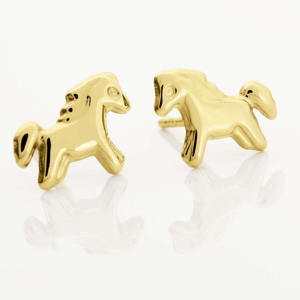Boucles D'oreilles Puces Gerd Cheval Or Jaune - Clous d'oreilles Enfant | Histoire d&rsquo;Or
