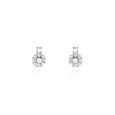 Boucles D'oreilles Puces Melyna Argent Blanc Oxyde De Zirconium - Boucles d'oreilles fantaisie Femme | Histoire d’Or
