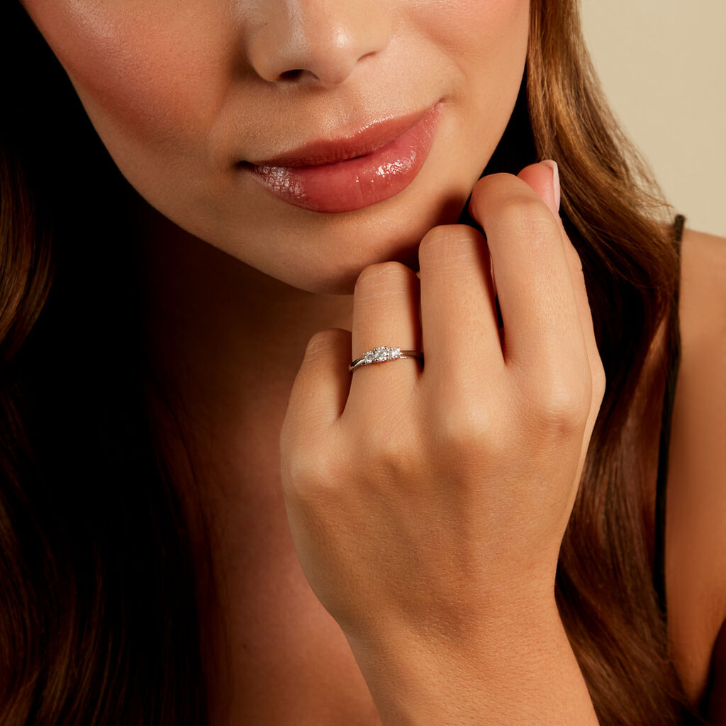 Bague Neely Platine Blanc Diamant Synth&eacute;tique - Bagues solitaires Femme | Histoire d&rsquo;Or