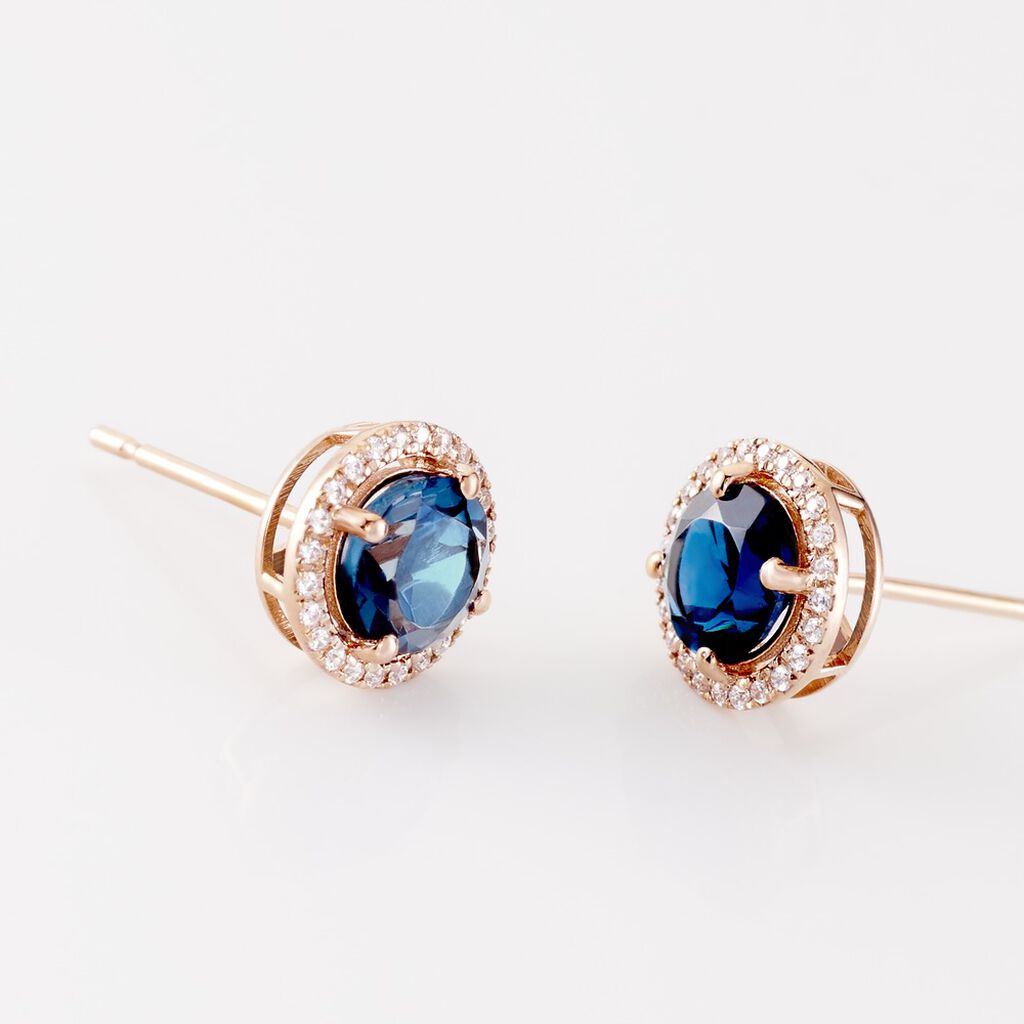 Boucles D'oreilles Puces Or Rose Maeva Topazes Oxydes De Zirconium - Clous d'oreilles Femme | Histoire d’Or