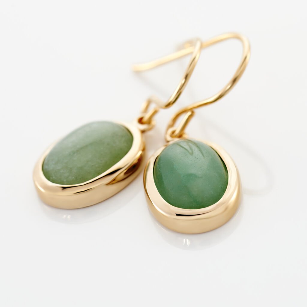 Boucles D'oreilles Pendantes Veina Plaqué Or Jaune Aventurine - Boucles d'oreilles fantaisie Femme | Histoire d’Or