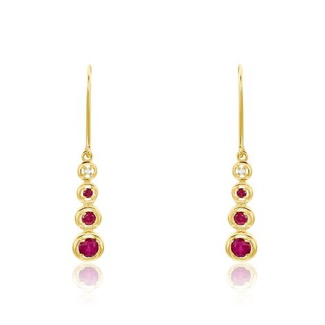 Boucles D'oreilles Pendantes Josephine Or Jaune Rubis - Boucles d'oreilles pendantes Femme | Histoire d’Or