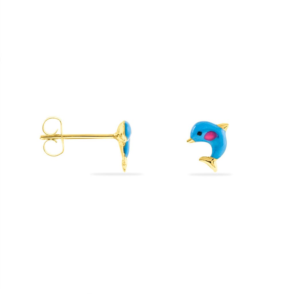 Boucles D'oreilles Puces Mael Dauphin Or Jaune - Clous d'oreilles Enfant | Histoire d’Or