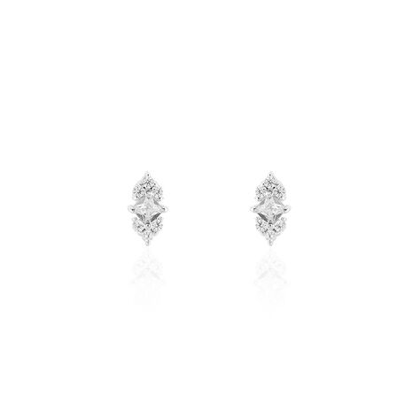 Boucles D'oreilles Puces Mascaret Argent Blanc Oxyde De Zirconium - Boucles d'oreilles fantaisie Femme | Histoire d’Or