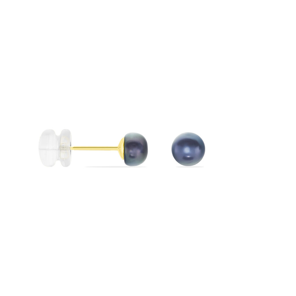 Boucles D'oreilles Puces Micaelle Teintees Or Jaune Perle De Culture - Clous d'oreilles Femme | Histoire d’Or