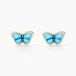 Boucles D'oreilles Puces Sulivia Papillon Or Jaune - Clous d'oreilles Enfant | Histoire d’Or