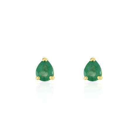 Boucles D'oreilles Puces Or Jaune Isador Emeraude - Clous d'oreilles Femme | Histoire d’Or