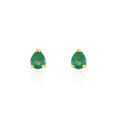 Boucles D'oreilles Puces Or Jaune Isador Emeraude - Clous d'oreilles Femme | Histoire d’Or