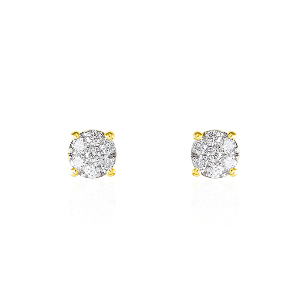 Boucles D'oreilles Puces Charlene Or Jaune Diamant Synthetique - Clous d'oreilles Femme | Histoire d&rsquo;Or