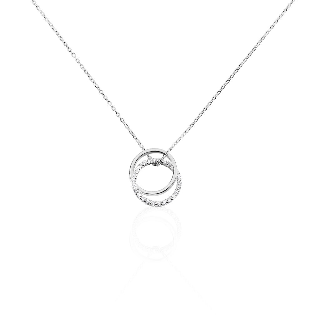 Collier Cercle De Vie En Argent 925 Serti De Pierres Blanches - Poinçonné, Neuf Avec étiquettes