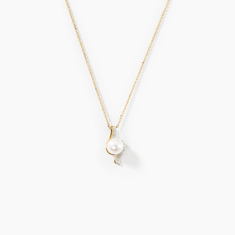 Collier Grazilla Or Bicolore Perle De Culture Et Diamant - Colliers Femme | Histoire d’Or