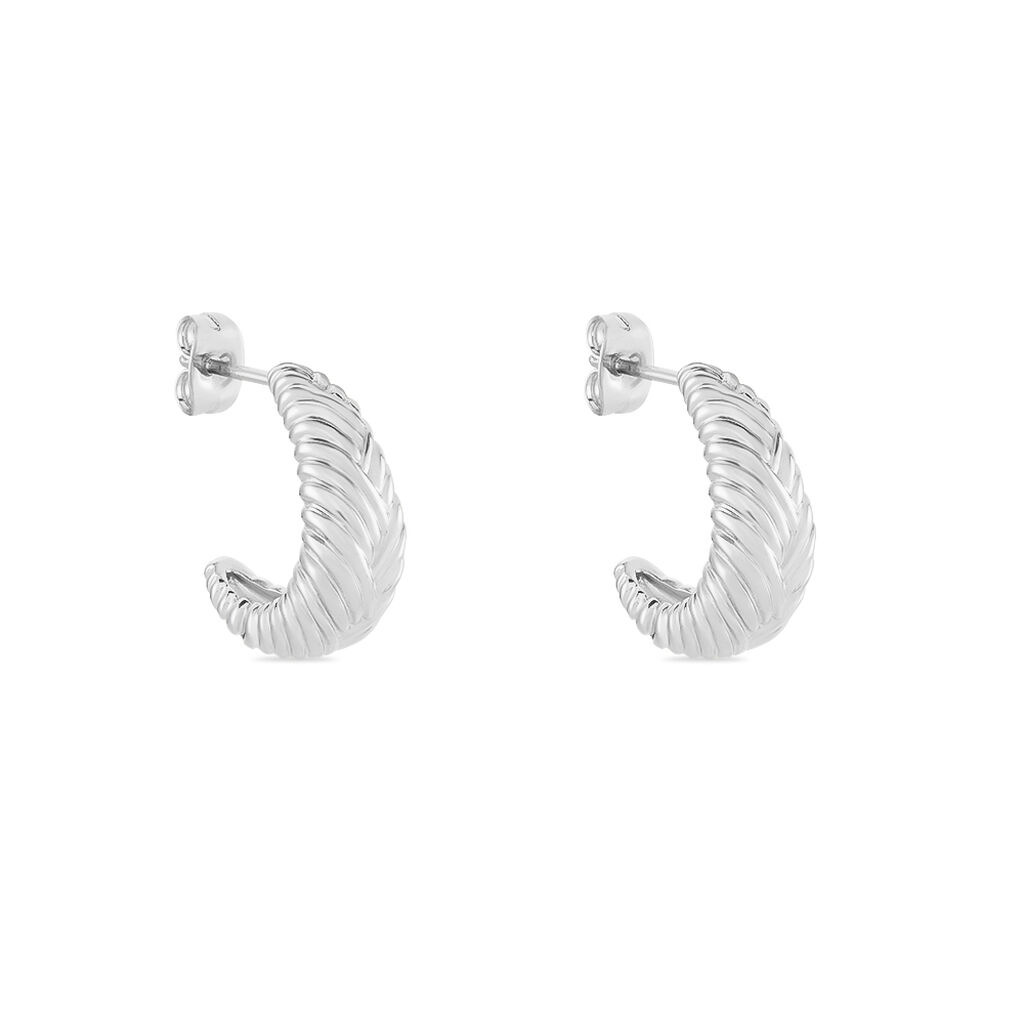 Créoles Shanice Argent Blanc - Boucles d'oreilles créoles Femme | Histoire d’Or