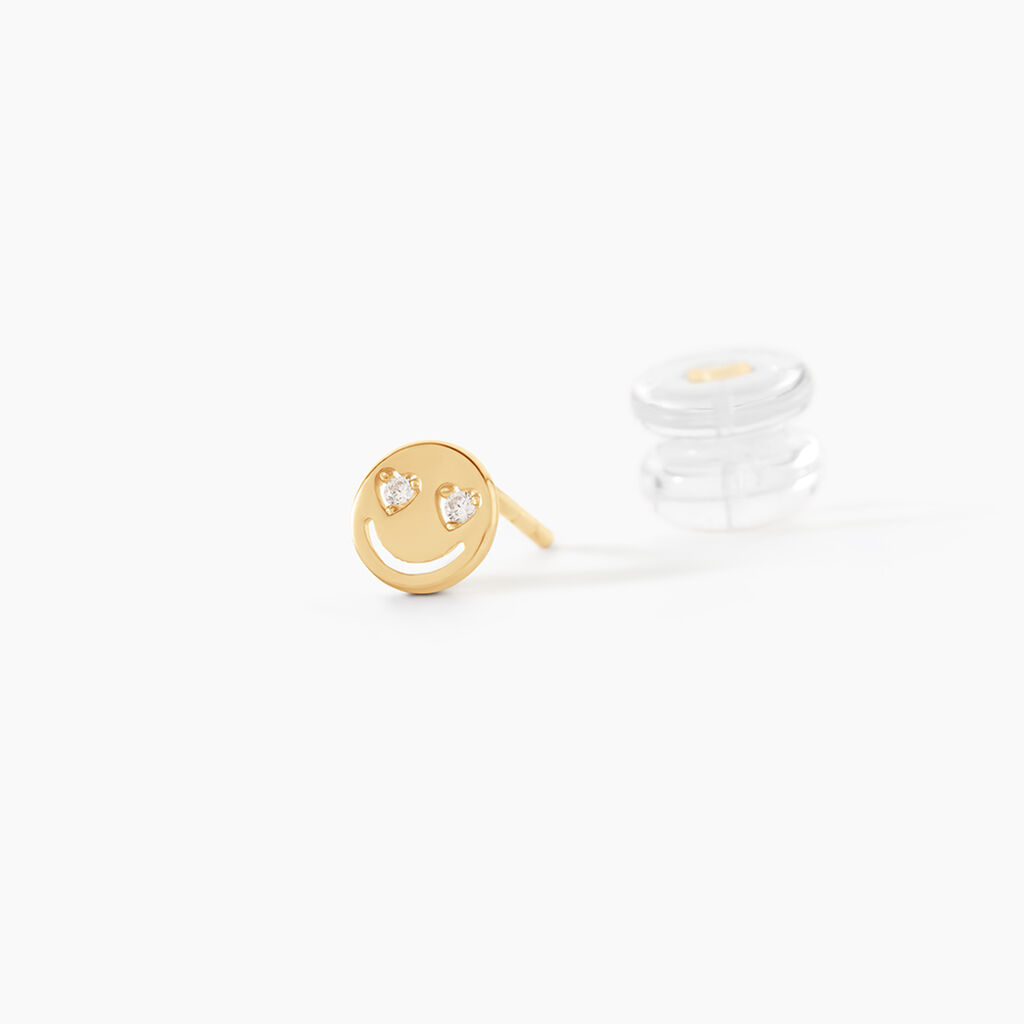 Boucles D'Oreilles Puces Viloa Or Jaune Oxyde De Zirconium - Clous d'oreilles Enfant | Histoire d&rsquo;Or