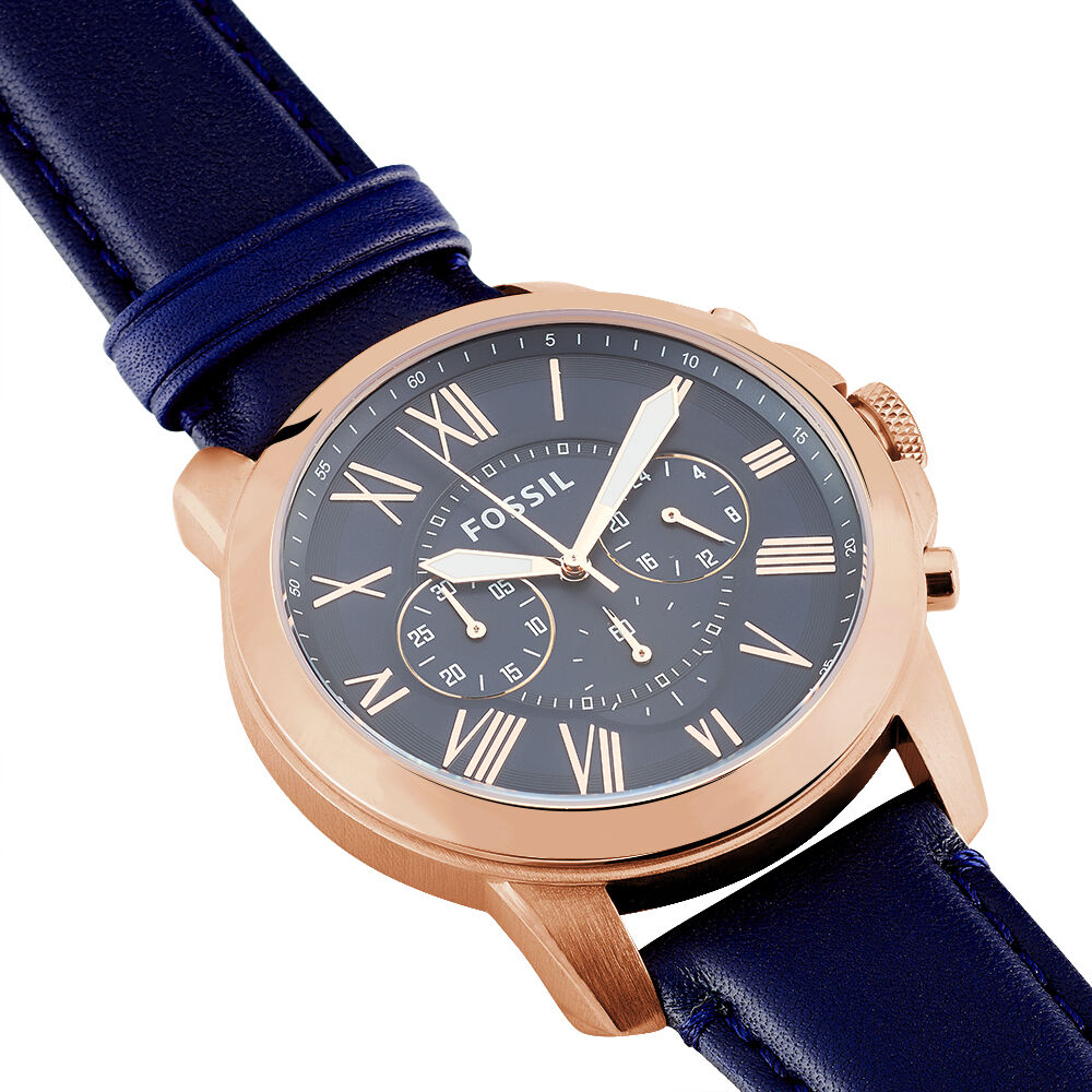 Montre Fossil Grant Chronograph FS5061IE Bleu nuit | Montres and Co