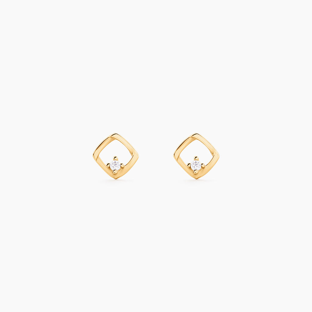 Boucles D'Oreilles Puces Brent Or Jaune Oxyde De Zirconium - Clous d'oreilles Femme | Histoire d&rsquo;Or