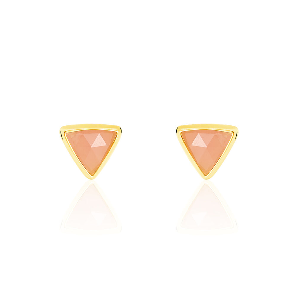Boucles D'oreilles Puces Juliete Or Jaune Calcedoine
