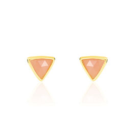 Boucles D'oreilles Puces Juliete Or Jaune Calcedoine - Clous d'oreilles Femme | Histoire d’Or