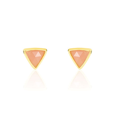 Boucles D'oreilles Puces Juliete Or Jaune Calcedoine - Clous d'oreilles Femme | Histoire d’Or