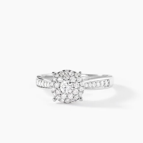 Bague Shirlene Ld Platine Blanc Diamant Synth&eacute;tique - Bagues solitaires Femme | Histoire d&rsquo;Or