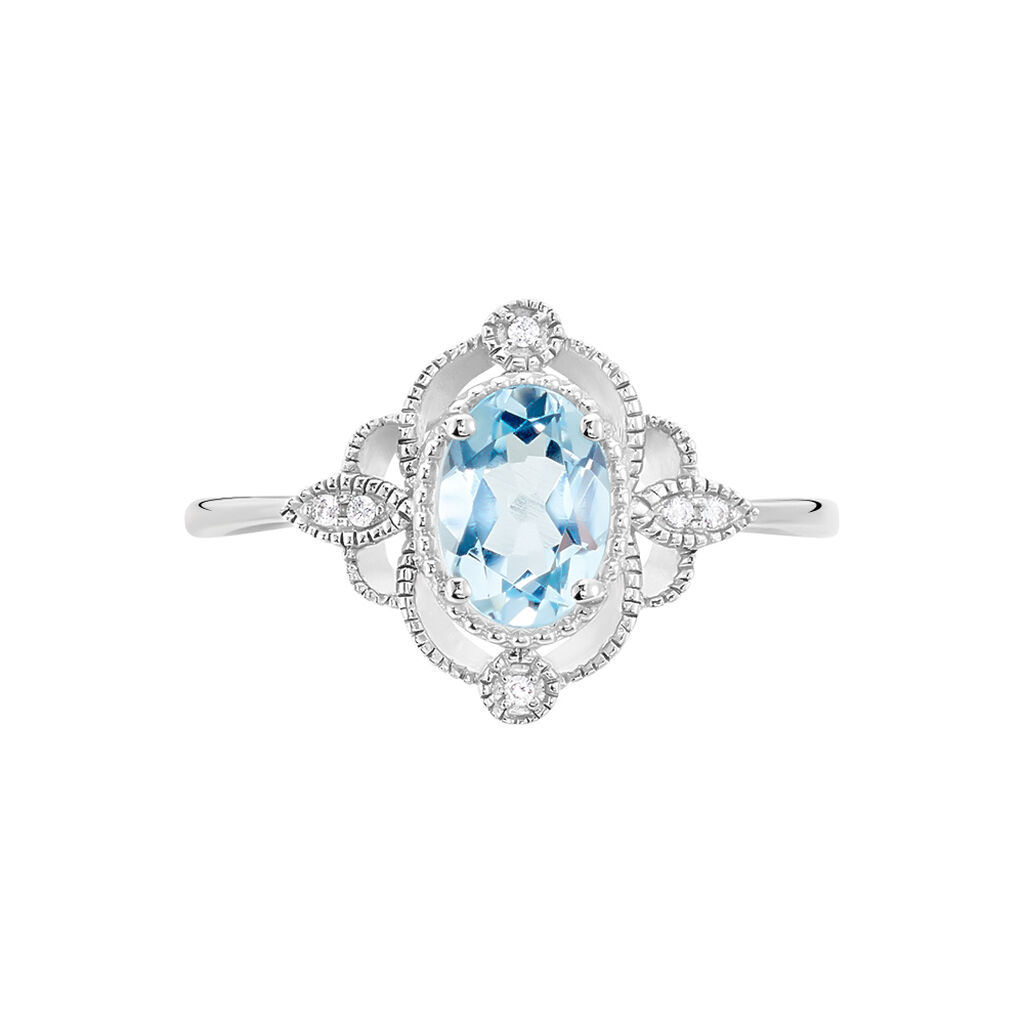 Bague Amance Or Blanc Topaze Et Oxyde De Zirconium - Bagues solitaires Femme | Histoire d’Or