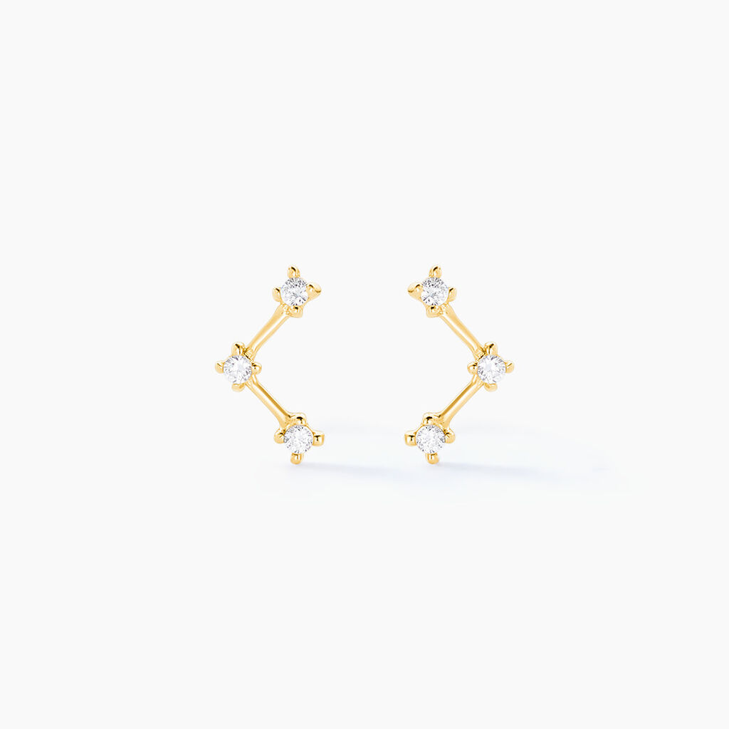Boucles D'oreilles Puces Sterre Or Jaune Oxyde De Zirconium - Clous d'oreilles Femme | Histoire d&rsquo;Or