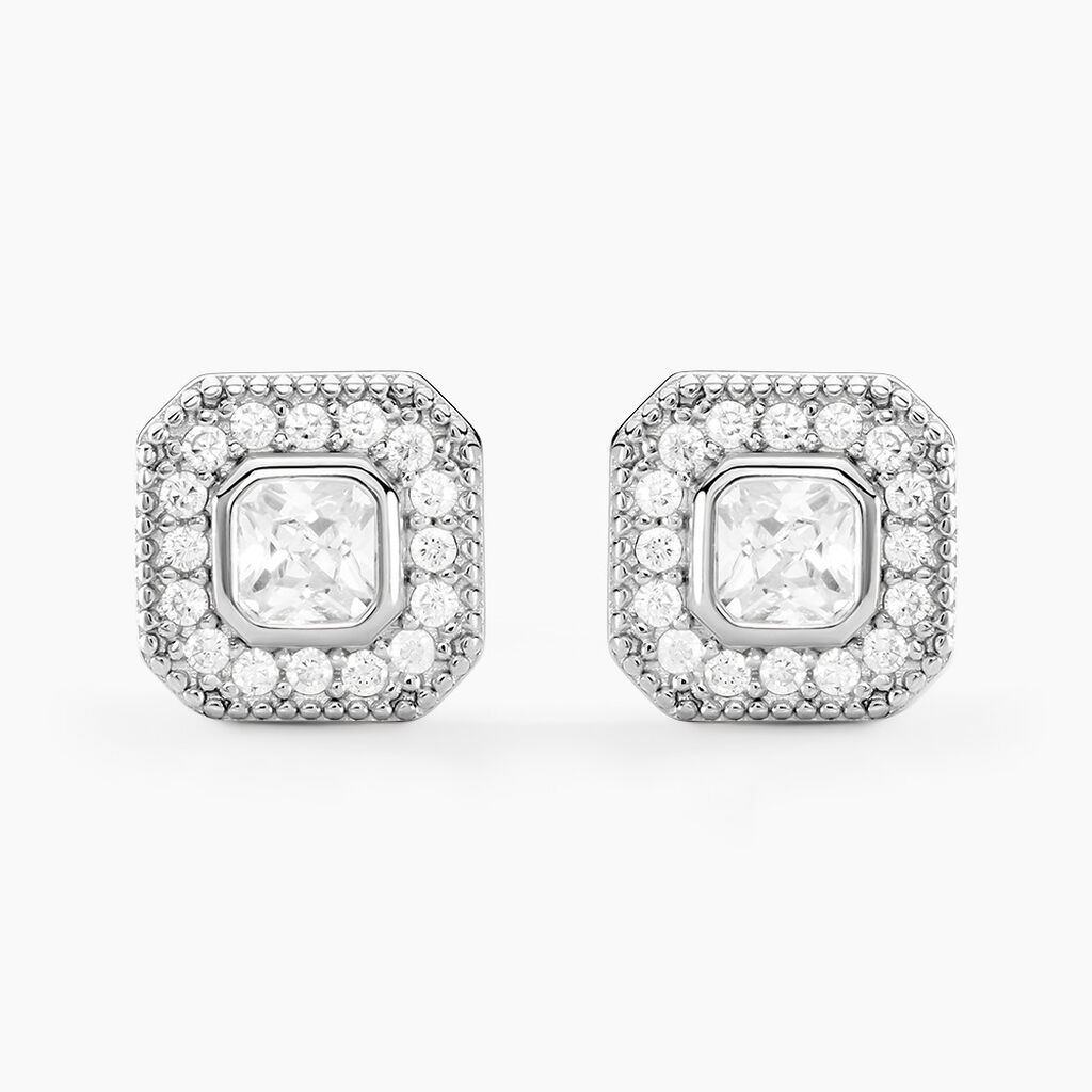 Boucles D'oreilles Puces Baroque Party Argent Blanc Oxyde De Zirconium - Boucles d'oreilles fantaisie Femme | Histoire d’Or