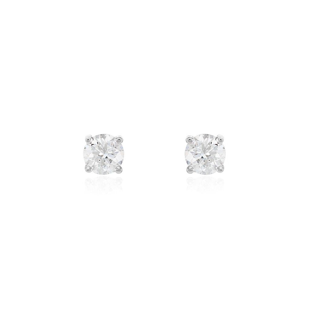 Boucles D'oreilles Puces One Or Blanc Diamants - Clous d'oreilles Homme | Histoire d&rsquo;Or