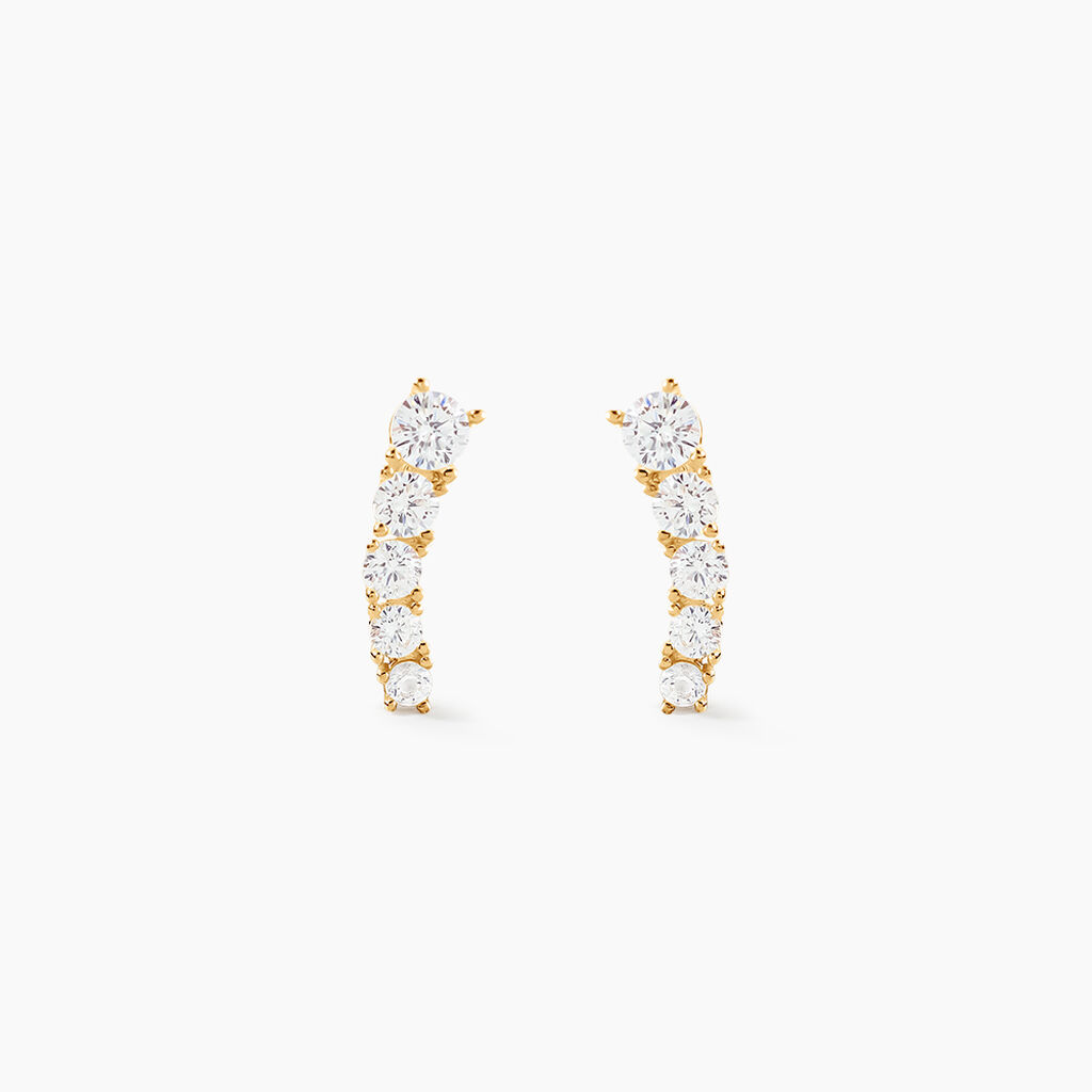 Boucles D'oreilles Puces Or Jaune Anaca Oxydes De Zirconium - Clous d'oreilles Femme | Histoire d’Or
